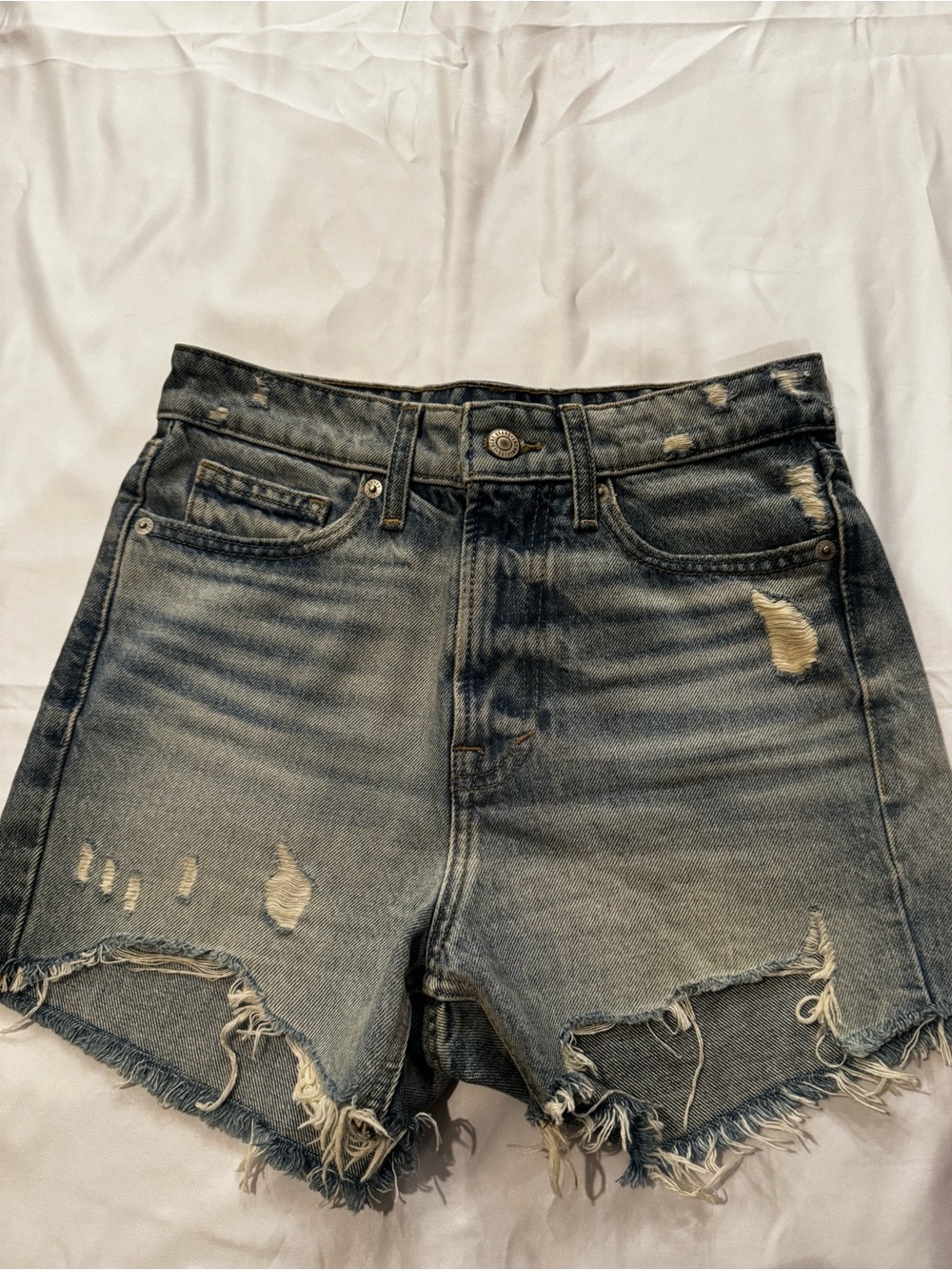Lucky Brand Distressed Washed Blue Denim Shorts High Rise Size 0/25